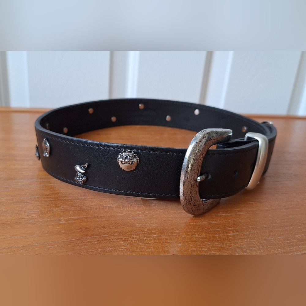 Vintage Looney Tunes Leather Belt Bugs Bunny Tweety Charm 90s Black NEW Unisex